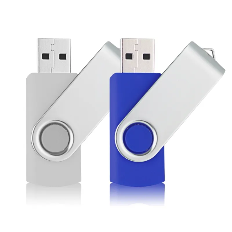 2 couleurs mélangées pivotantes 16 Go USB 2.0 Flash Drive Rotation Thumb Pen Drive Fold Memory Stick pour ordinateur portable Macbook Tablet (Blanc, Bleu)