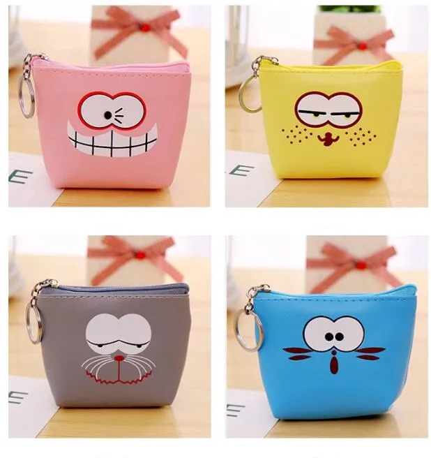 Fshion baby coin purses Pu kids key pouch korean style funny expression change purse cute children silicone wallet
