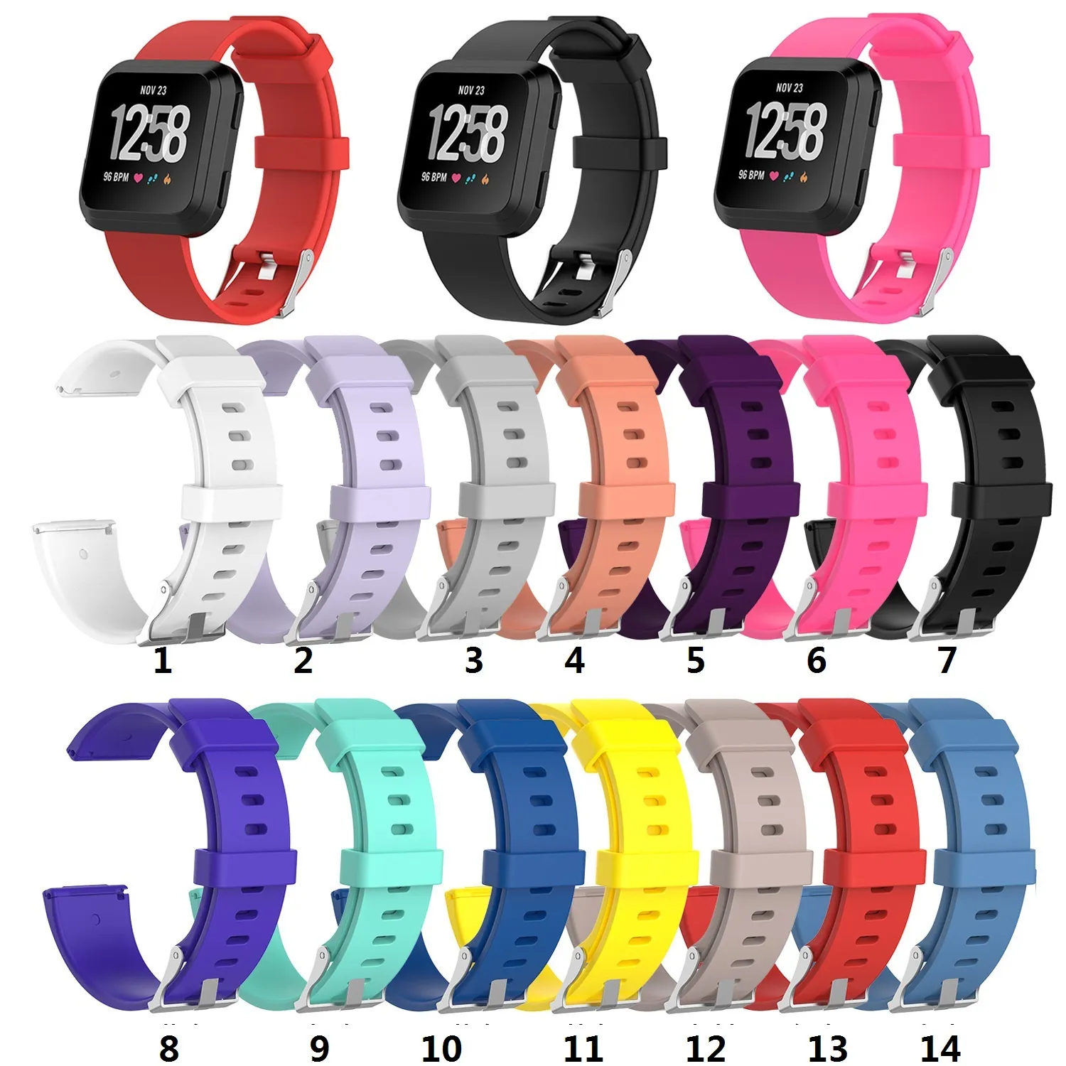 Voor Fitbit Versa 2 1 Versa Lite Soft Silicone TPE Vervanging horlogebandjes Polsband Armband Band Draagbare Riem Strap 20pcs / lot