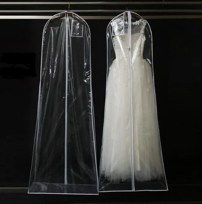 فستان الزفاف الشفاف غطاء الغبار Omniseal إضافي كبير للماء PVC الصلبة حقيبة تخزين الملابس الزفاف الحجم S / M / L SN1189