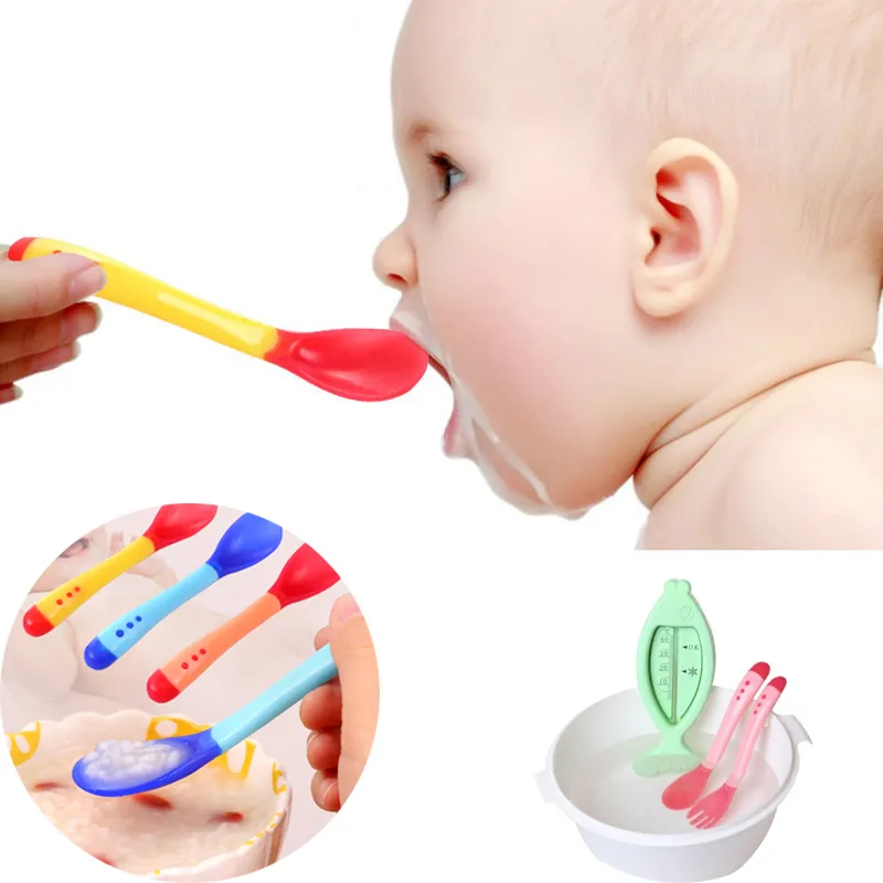 赤ちゃん温度検知スプーンフォーク子供用食品赤ちゃん子供のスプーン赤ちゃんの皿フィーダーダイニングアプライアンス