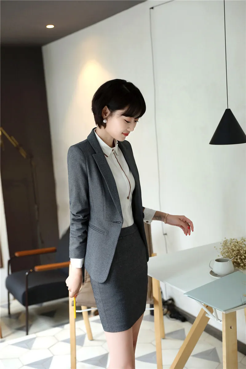 Mulheres femininas femininas saia ternos com jaquetas e saia para mulheres trabalho negócio desgaste feminino escritório uniforme designs blazers conjuntos