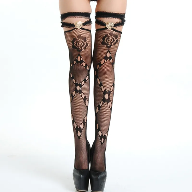 Thin Ultrathin Hollow Out Tights Lace Sexy Stockings Female High Fishnet Embroidery Transparent Pantyhose Women Black Lace Hosiery