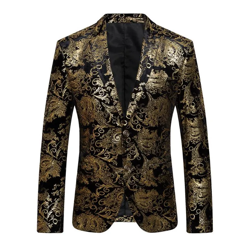 2018 Novo Jaqueta Floral Masculina Terno Masculino Blazers Fashion Ternos de Botão Único Slim Fit Blazers de Festa Tamanho Grande M-4XL