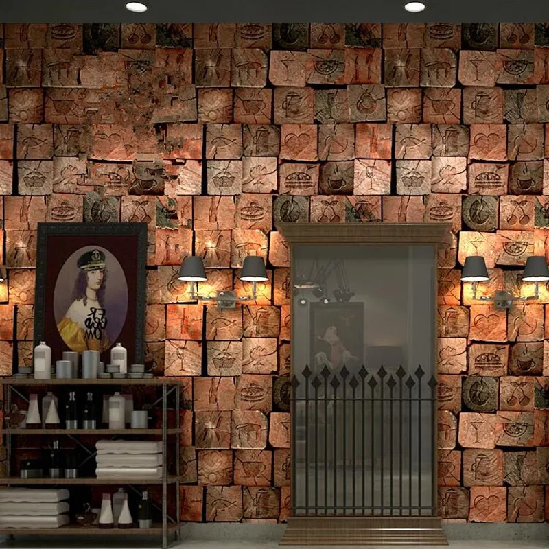 Vintage 3D Wood Wallpaper Living Room Restaurant Wooden Pattern