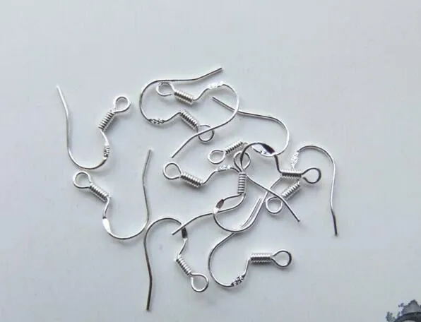 1000pcs / parti 925 logo 925 silver örhängen fynd fishwire krok öron trådkrok franska krokar smycken diy 15mm fisk krok