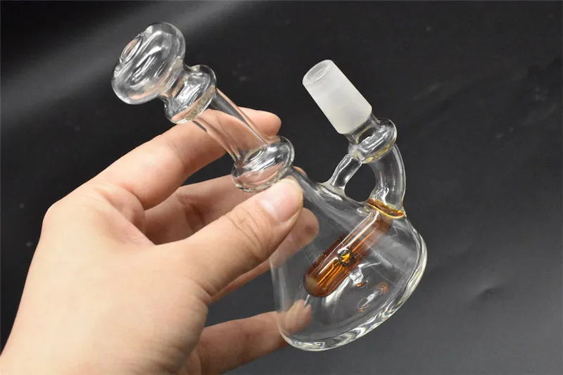 TOP quality Small glass water bongs mini smoking pipes drop down recycler oil rigs beaker bong downstem bubbler bongs 14mm joint