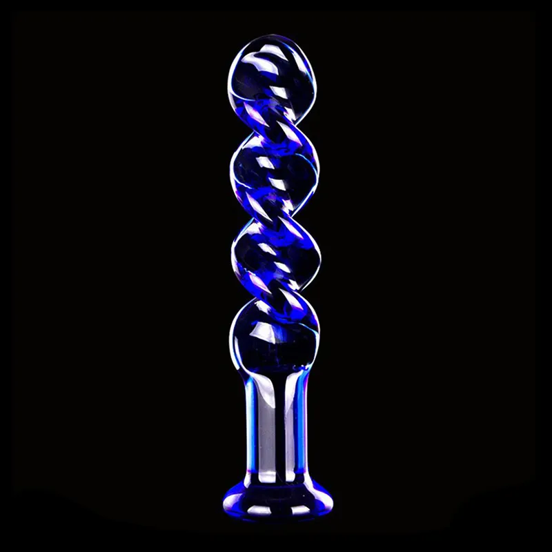 Blue Color Crystal Dildo Anal Plug Butt Plugs Massager Glass Dildos Adult Sex Toys For Female Anus Masturbator2539400