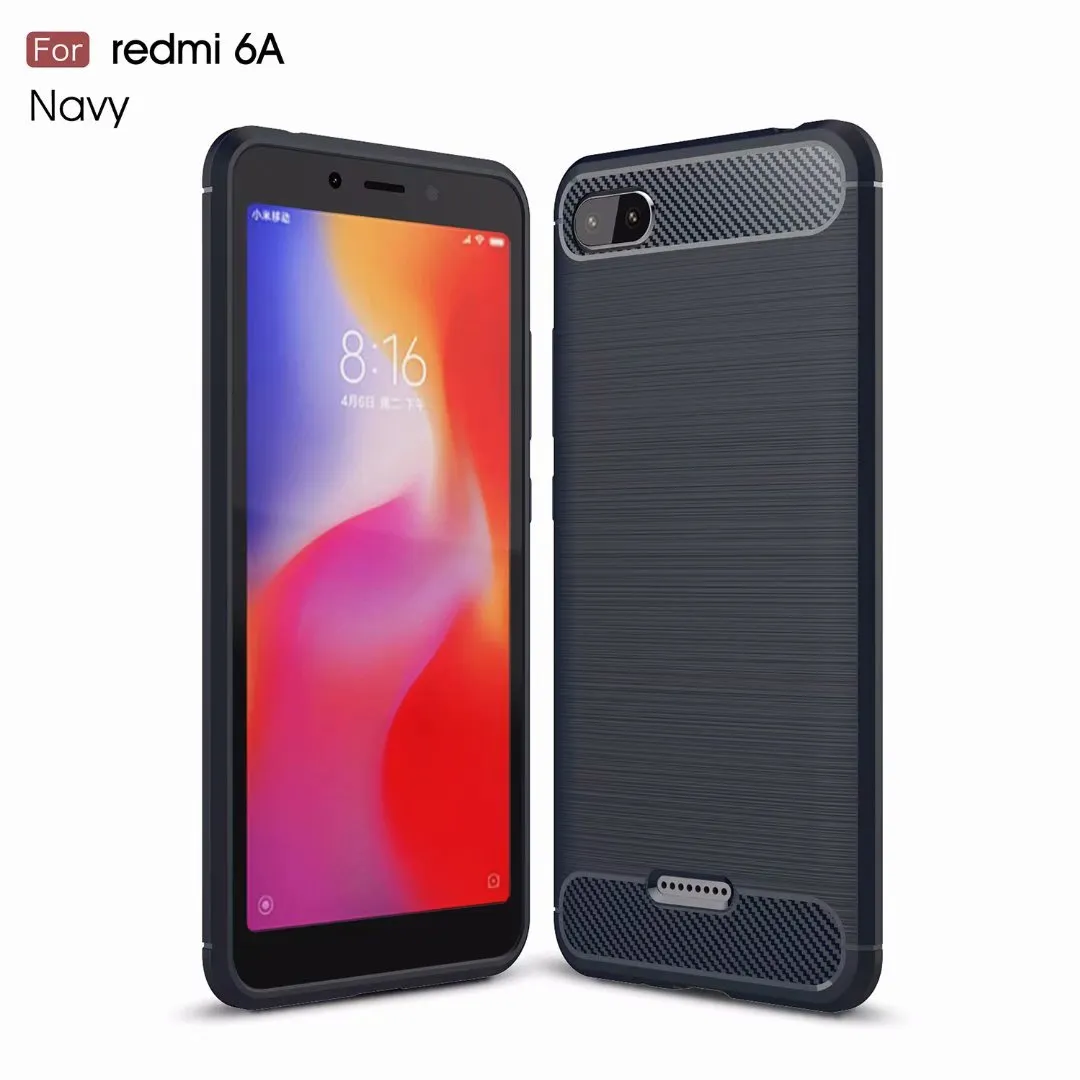 カーボンファイバーテクスチャスリムアーマーブラシXiaomi 8 8 Se A1 A2 Redmi 6 Pro 6a S2 Redmi 5 5a注5 100ピース/ロット