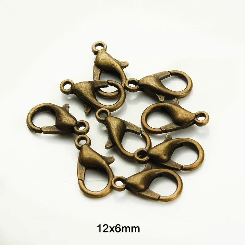 1000 adet 12mm Metal Istakoz Tokalar Hooks Altın / Rodyum Istakoz Klipsler Kancalar Takı Yapımı Için Bulma DIY Kolye