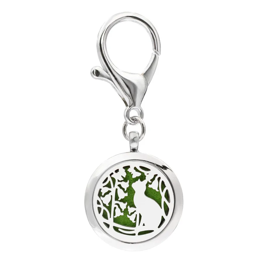 Hund / Cat Paw Keychain Essential Oil Aroma Diffuser Parfym Locket med hummerlås Keychain Keyring med 5 st Free Pads KA61-KA70