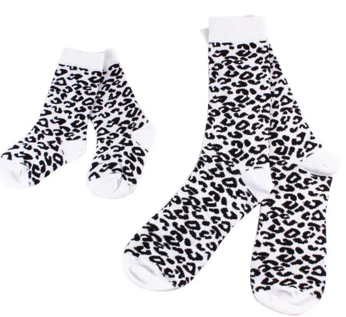 Leopard Printed Unisex Adult Men Women Kids Long Cotton Socks Family Matching Parent-child Socks Mummy Daughter Dad Son Socks