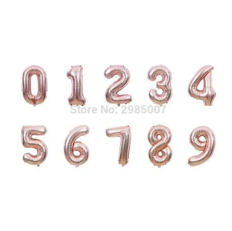 1 PCS 40 pollici oro rosa numero di palloncini 0/1/2/3/4 / 7 Giant Digital Foil Balloon 16 20 30 Biglietti per feste di compleanno