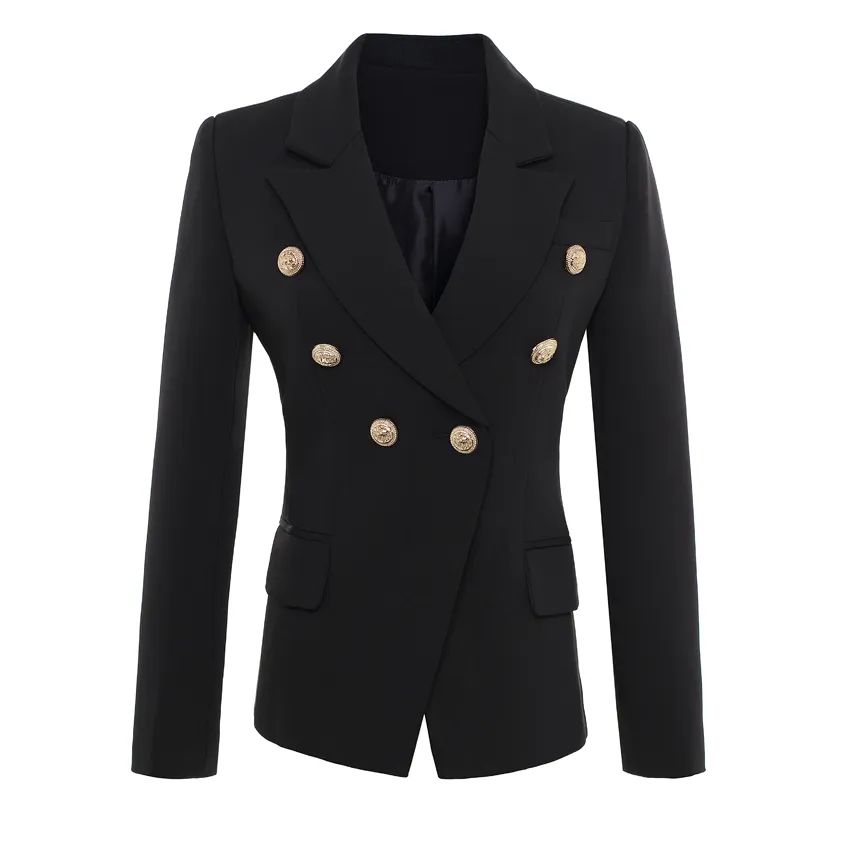 High Quality Women's Double Breasted Blazer Outerwear with Gold Buttons ...
