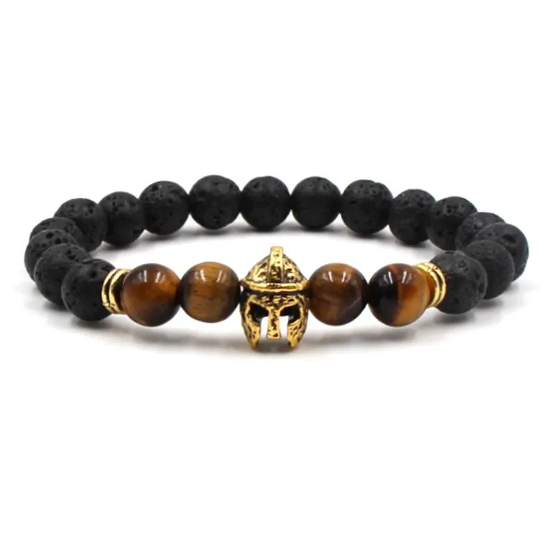 Lava Rock Tigerauge Armbänder Eule Buddha Palm Löwe Hantel Yoga Armband Armreifen für Frauen Männer Geschenk