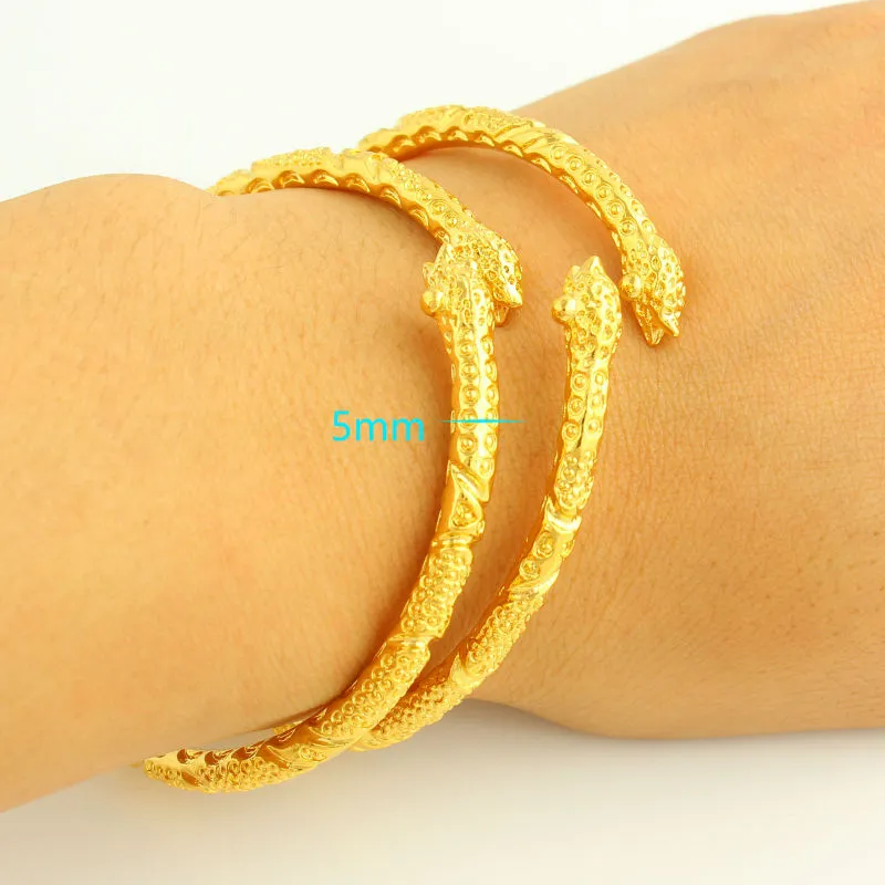 1 pièces grande taille Animal Design Bracelet hommes bijoux 18k or jaune rempli manchette bracelet accessoires de mode