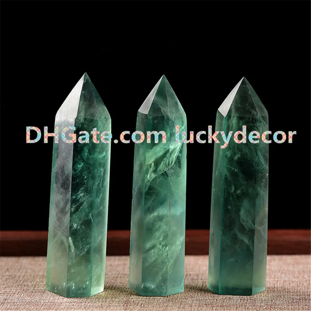 5 Zielony Fluoryt Healing Crystals Tower Point Chakra Terapia Różdżka Ręcznie Polerowany Naturalny Młynkowy Generator Quartz Mineral Speymen Pick Rozmiar