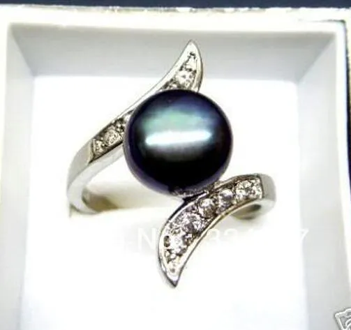 Black Akoya Cultured pearl Bead ring2802