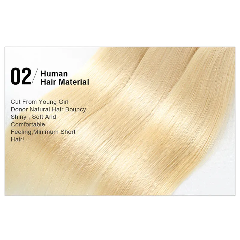 Miel Blonde Bundles de Cheveux Humains 613 # Platine Blonde Extension de Cheveux Raides Brésiliens Non Transformés Vierge Cheveux Tisse