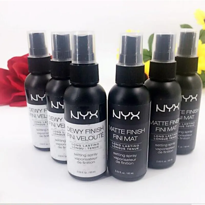 재고 ! New Arrival NYX 메이크업 세팅 스프레이 매트 마무리 Dewy Finish 오래 지속 세팅 스프레이 60ML Face Beauty 무료 배송