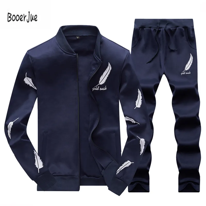 Trainingspak Mannen Warm Sportset Set Mannen Cardigan Wing Gedrukt Zipper Track Suits Track Pak 4XL Mannelijke Rood Geel 2018 Nieuwe Collectie