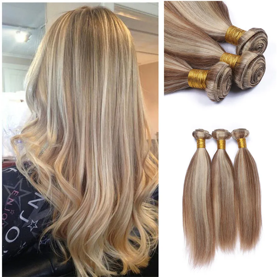 8A Ombre cabelo brasileiro 3 pcs # 27/613 mix cor brasileira virgem cabelo loiro castanho cabelo brasileiro tecer feixes para o casamento