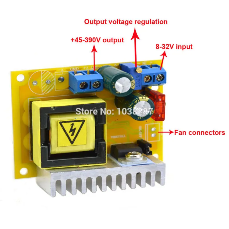 Freeshipping DC-DC Boost Converter 8-32V do 45-390V High Voltage ZVS Tablica ładowania kondensatora 220 V 110V