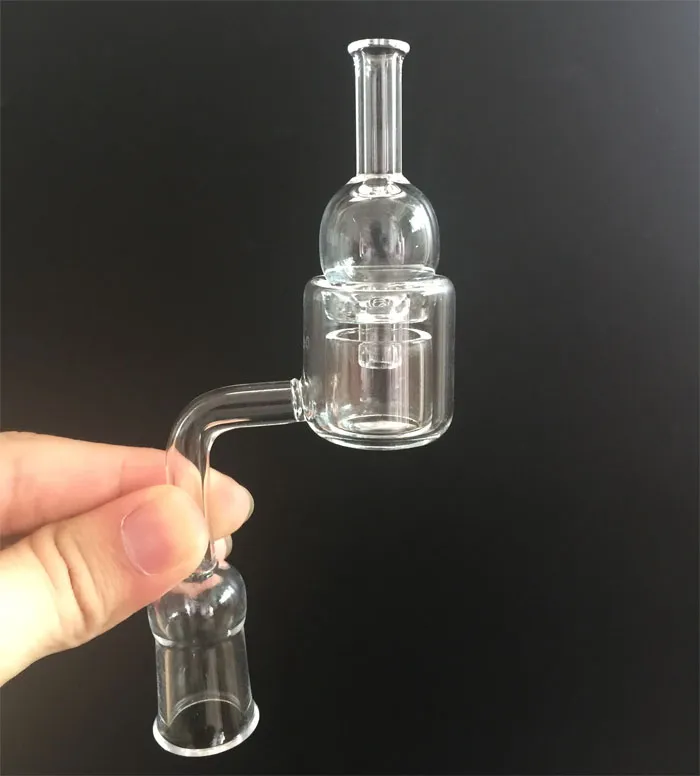 XXL Quartz Thermal Banger + Quartz carb cap 10mm 14mm 18mm maschio / femmina 90/45 gradi 100% vero chiodo al quarzo a doppia parete spedizione gratuita