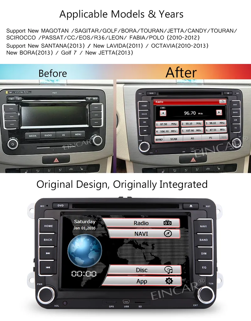 Doppel-DIN Touch-Screen Bluetooth Autoradio mit Fernbedienung - 7