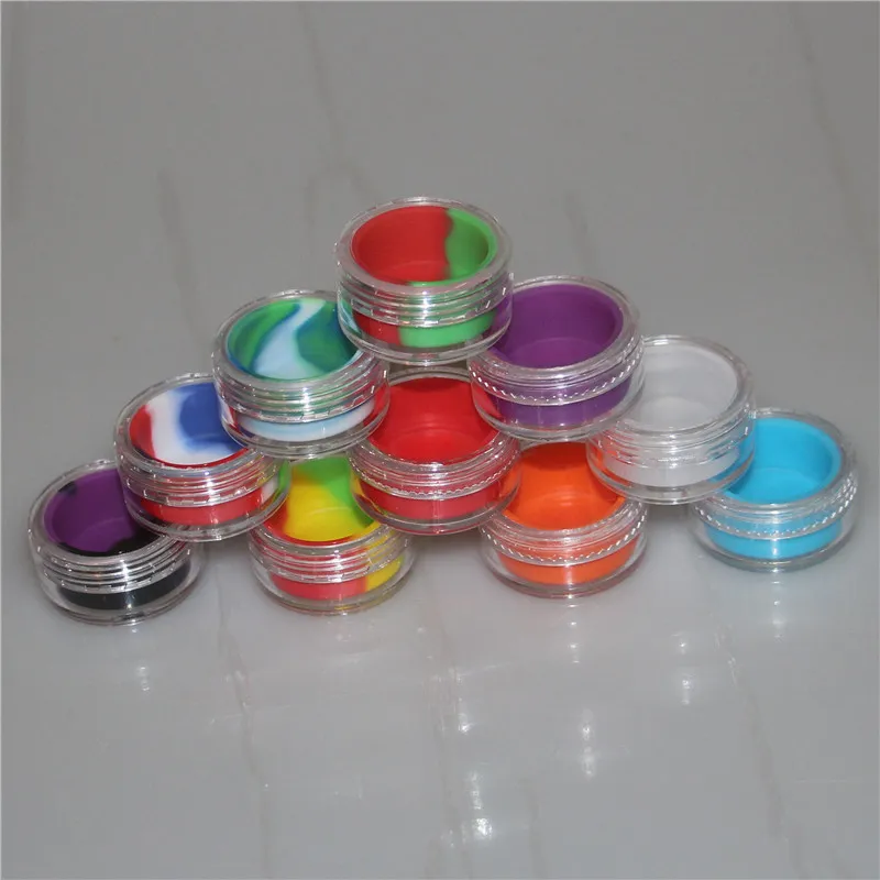 Transparante BHO Plastic Containers 3ML Acryl DAB Box Containers voor Wax Bho Containers E-Cig Clear Silicon Oil Jars