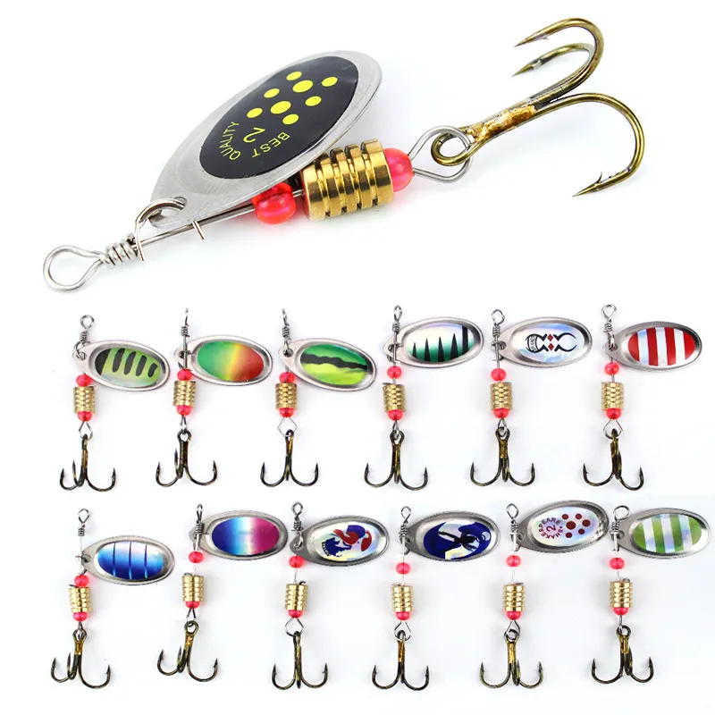 6cm 2.5g Metal Carp Fiske Lure Vibration Bait Spinner Spoon Lures Roterande Metall Sequin Wobbler med Treble Hooks B3Q0F RV7CJ 655 x2