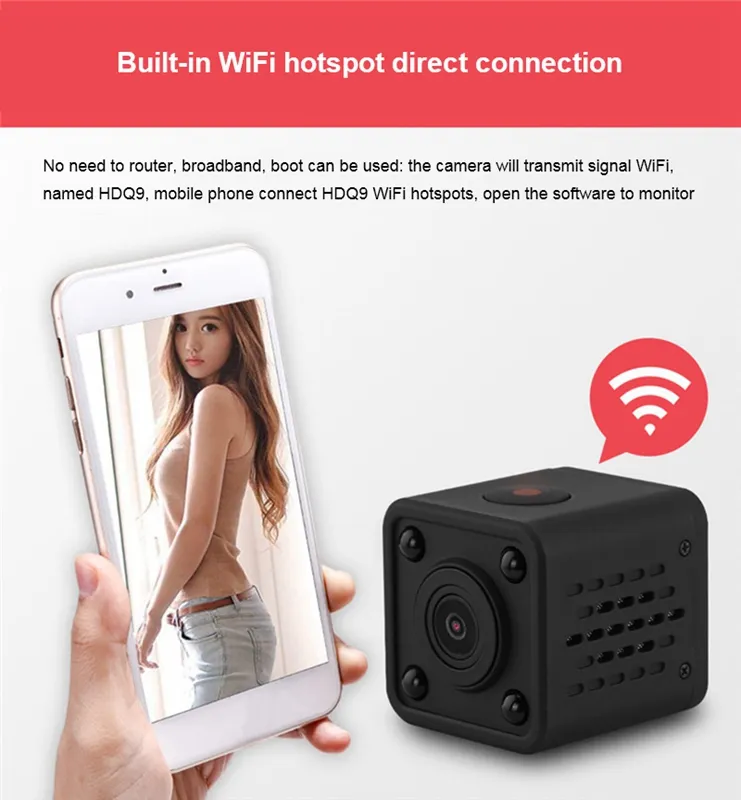 Wireless WiFi Mini Camcorder Mini Pocket Camera HD 1080p Handhold Digital Cameras Portable DV Recorder 120 Degree Angle View Camer3415822