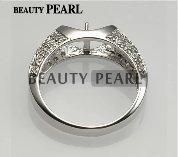 DIY Silver Findings 925 Sterling Silver Settings for Pearl Ring Jewelry Making Cubic Zirconia