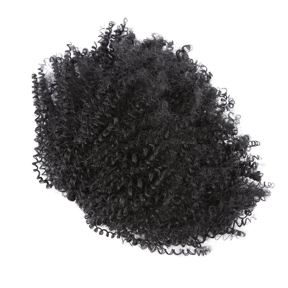 Short High Ponytail Hairpieces Unprocessed Brazilian Virgin Hair Kinky Curly Ponytail Extensions 120g Afro puff ponytail for black women