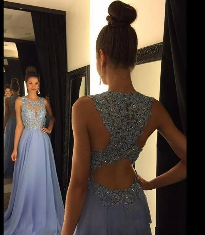 2020 Nieuwe Lavendel Prom Dresses Kant Applique Kralen Formele Lange Bruidsmeisje Jurken Een Lijn Crew Neck Zip Back Chiffon Party Jurken Hy217