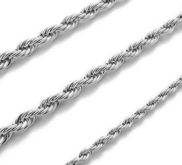 2018 klassische 4-mm-Halskette aus gedrehtem Seil, 40,6–61 cm, modische Herren-Halskette, Schmuck aus 925er Sterlingsilber