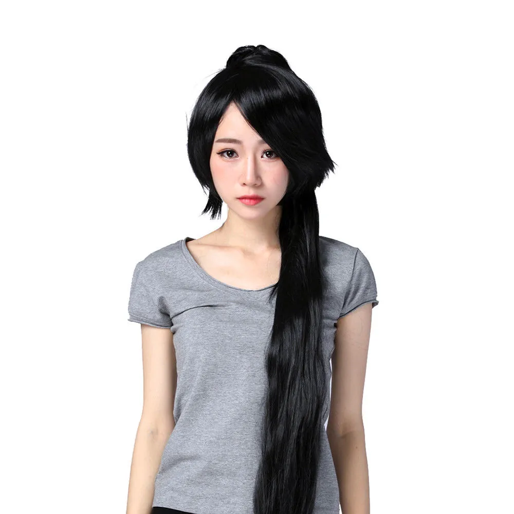 코스프레 영혼 먹는 사람 Nakatsukasa Tsubaki 2 Ponytails 120cm 블랙 Kanekalon 가발