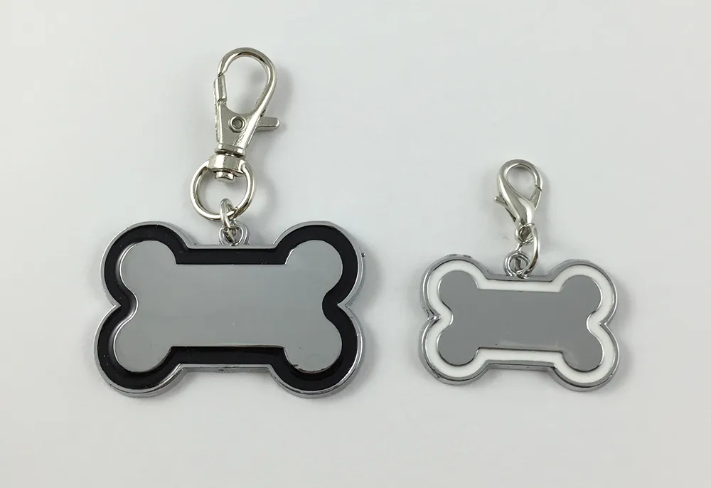 Creative Cute Stainless Steel Bone Shaped DIY Dog Pendants Card