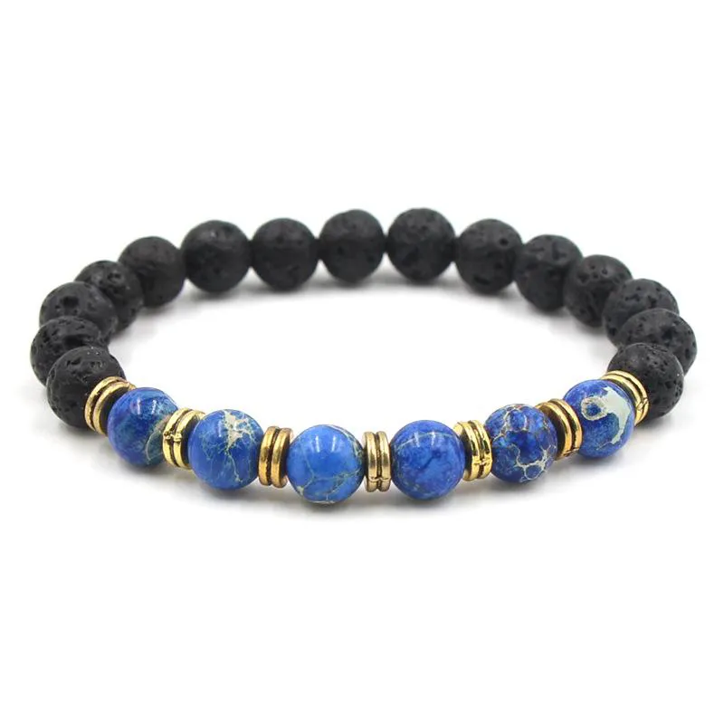Natural Black Lava Stone Beads DIY Aromatherapy Essential Oil Diffuser Bracelet Stretch Yoga Jewelry