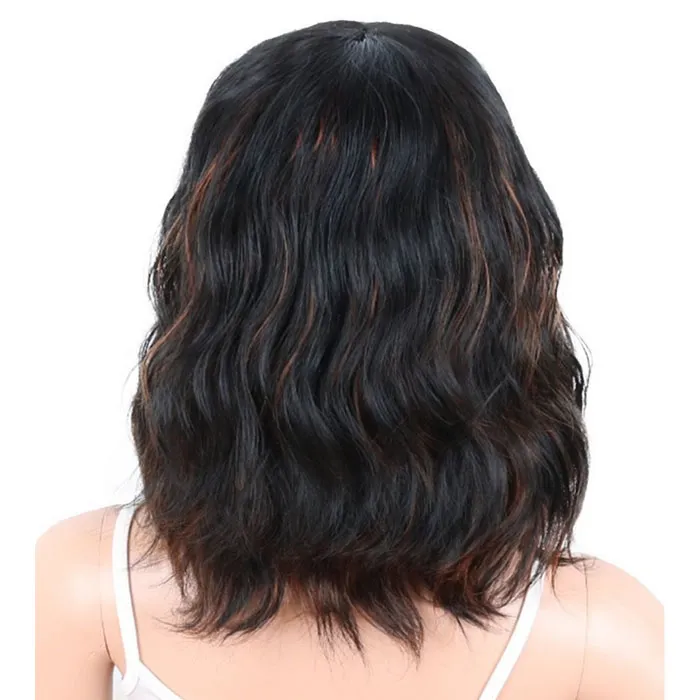 Syntetiskt hår peruk F1B30 Värmebeständig fiber full peruk Kapa med medellängd Lady039s hår peruk för svarta eller vita kvinnor1794521