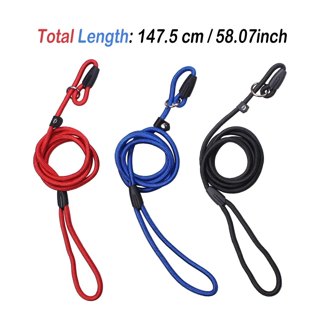 Pet Dog Nylon Ajustável Collar Training Loop Slip Leash Corda Chumbo Pequeno Tamanho Vermelho Azul Preto Cor