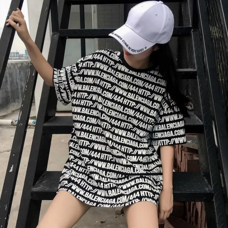 Kymakutu harajuku bf Style Loose T-shirts Letter Print Fashion Tshirts All Match Sommar Toppar För Kvinnor O Neck Poleras Mujer 2XL