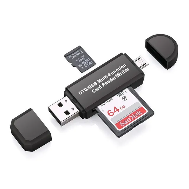 3 em 1 USB OTG Leitor de cartão Flash drive de alta velocidade USB2.0 Universal OTG TF / SD Cartão para telefone PC Novo