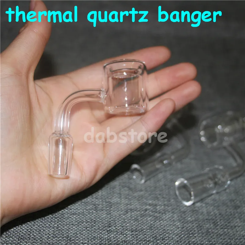 XXL thermique Banger Quartz Nail 10mm 14mm 18mm Homme Double Tube 100% Quartz thermique Banger Pour verre bulleur bong