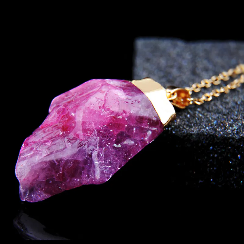 Crystal Quartz Healing Point Chakra Kraal Natuurlijke Edelsteen Ketting Originele Hanger Vrouwen Mannen Sieraden Vergulde Gouden Kettingen Verklaring Kettingen