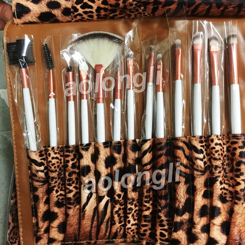 24 Stück Make-up Pinsel Leopard Pinsel Komplettset Gesicht und Augen Pinsel kit Lidschatten Eyeliner Make-up Powder Foundation Pinsel