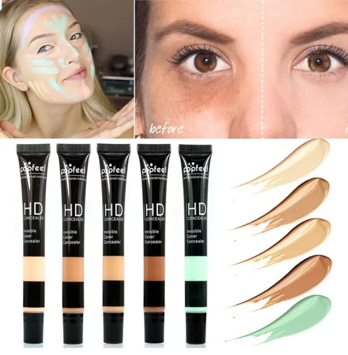 Nueva moda Popfeel impermeable líquido Corrector maquillaje cubierta perfecta cara crema blanqueadora Color Corrector corrector base maquillaje