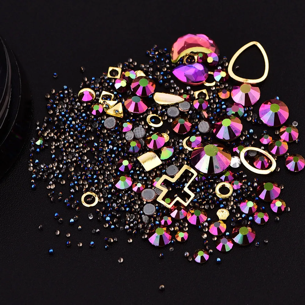 Colorful Crystal Nail Rhinestones 3D Nail Art Decoration Manicure Jewelry Copper Beads Glitter Nail Accessories Rivet7380286