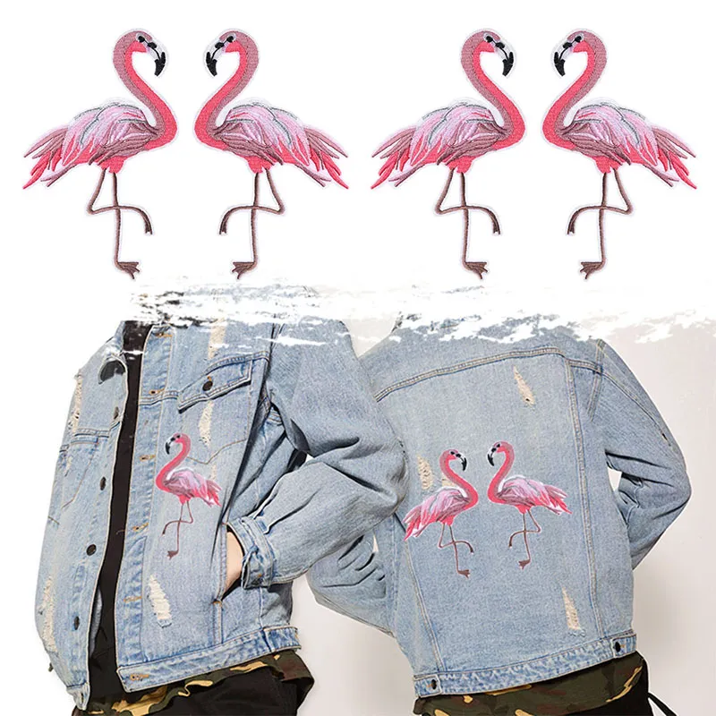 Punk Style Red Flamingo Applique Broderi Patch för Kläder Kläder Sy-on Iron-On Sewing Sticker Kläder Dekoration Partihandel Pris