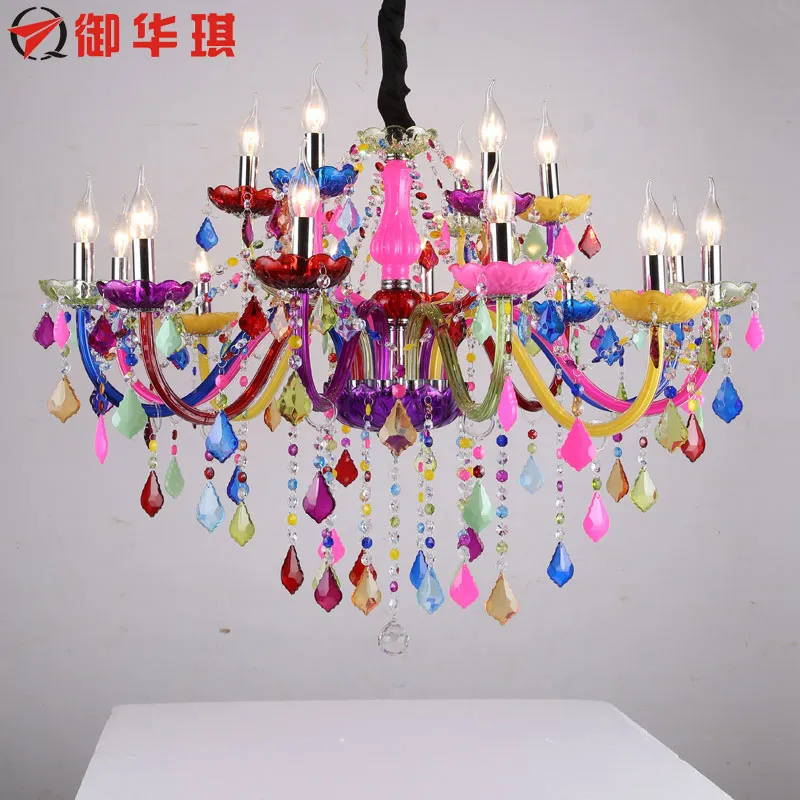 Luxury Crystal Chandelier Lights Multicolor för matsal Butik Living Room Lights Hem Inomhuslampa Lusstres Ljusa Lampor